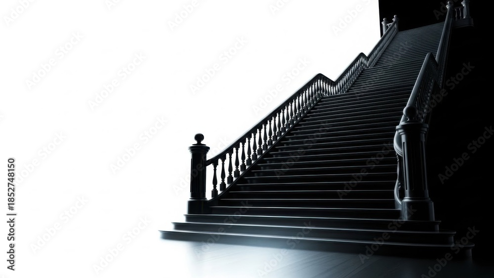 Fototapeta premium Elegant staircase ascending into the light, architectural design.