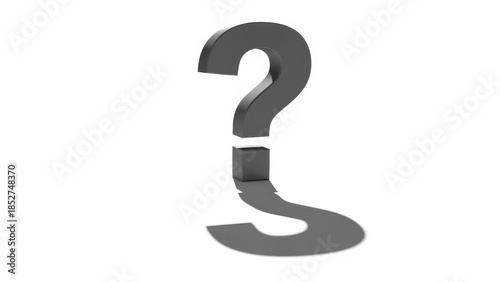 Question mark symbol with shadow on white background.