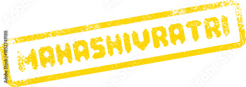 Mahashivratri Word Embossed on a Grungy Yellow Rubber Stamp with Pixelated Text Style