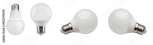 Принти на полотні realistic illustration of multiple modern led light bulbs with e27 and e14 screw bases on a clean transparent background