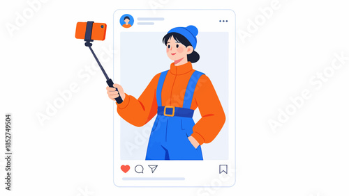 Person taking a selfie with stick