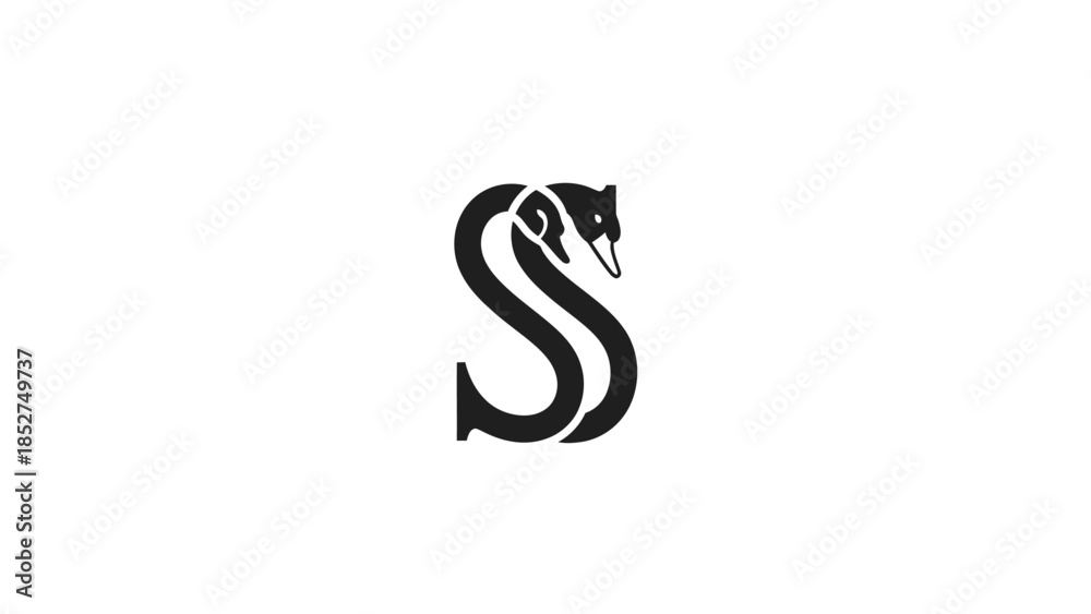 Fototapeta premium Stylized Black Snake Logo Design Element.