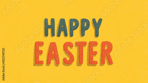 Happy Easter Bold Hand Lettered Typography on Yellow Background
