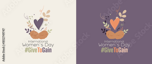 International Women's Day 2026 card set. #GiveToGain