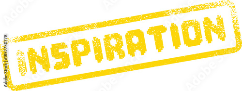 Authentic yellow grunge rubber stamp impression displaying the powerful word INSPIRATION