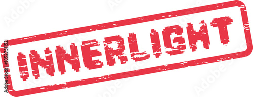 Authentic red grunge rubber stamp impression displaying the motivational word INNERLIGHT