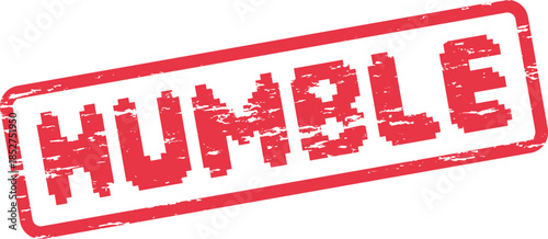 Red Pixelated Humble Word Grungy Rubber Stamp for Modesty and Digital Concepts