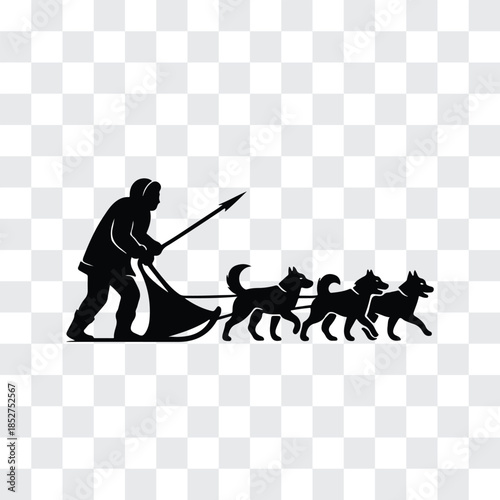 Alaska Sled Dog Team Silhouette – Musher & Huskies in Motion