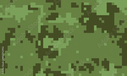 Abstract pixelated camouflage pattern in muted greens.  Perfect for backgrounds, textile design, or militarythemed projects.  Conveys a sense of concealment and strategic planning.