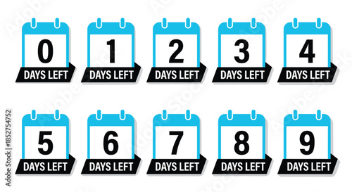 Number countdown calendar vector with days left concept