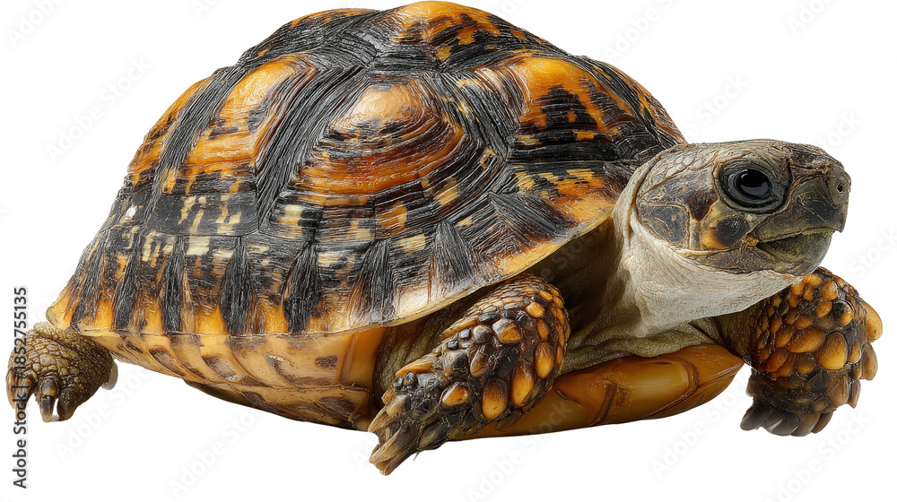 Fototapeta premium Turtle crawling slow Transparent background, PNG file