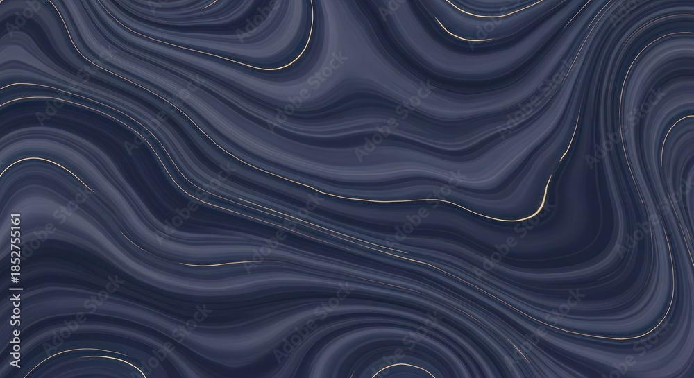 Fototapeta premium Abstract fluid art with flowing navy blue and gold veins texture