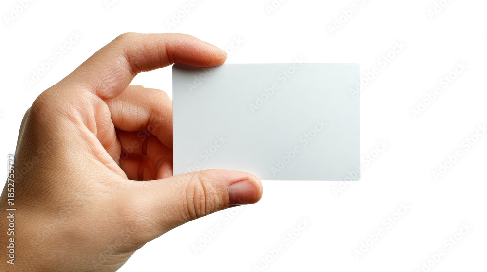 Obraz premium White card in extended hand Transparent background, PNG file