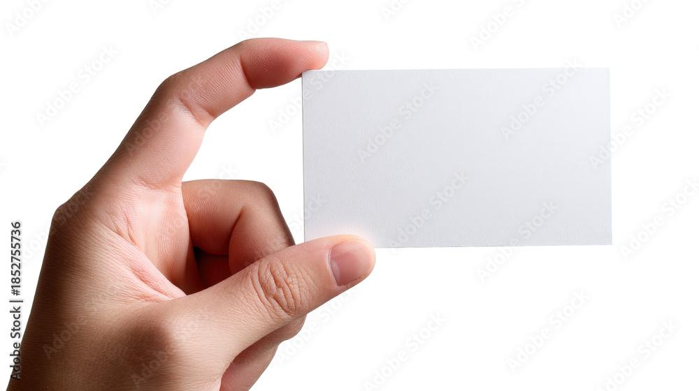 Obraz premium White card in extended hand Transparent background, PNG file