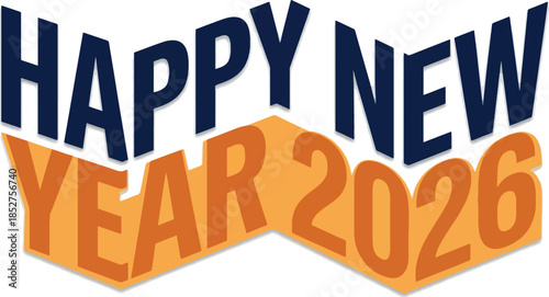 Printhappy new year, 2026, year 2026, zig zag, zigzag, shape, silhouette, accordion fold, folded paper, banner, streamer, bold, typography, text, number, date, calendar, celebration, holiday, event, g