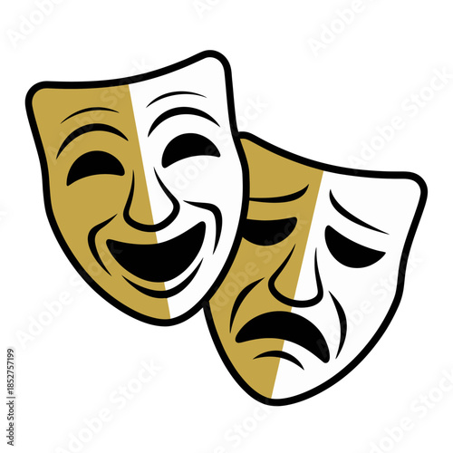 Comedy and tragedy theater masks drama performing arts icon perfect for stage theater entertainment acting play or theatrical performance design