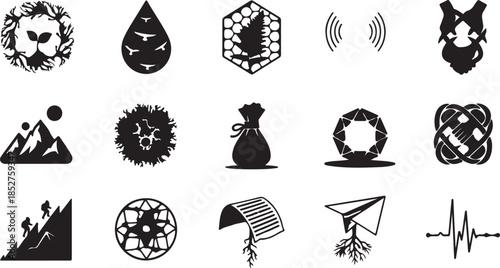 Collection of various shapes isolated on transparent background