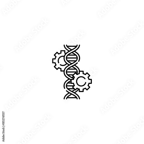 Genetic engineering icon, Molecular and laboratory Symbol Outline icon Transparent background Editable Stroke