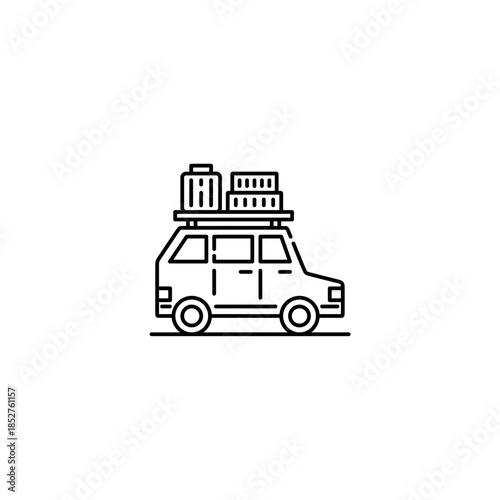 Road trip icon, tours Symbol Outline icon Transparent background Editable Stroke