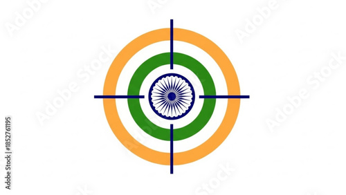 Indian flag target symbol national emblem in crosshairs concept for focus and precision isolated on white