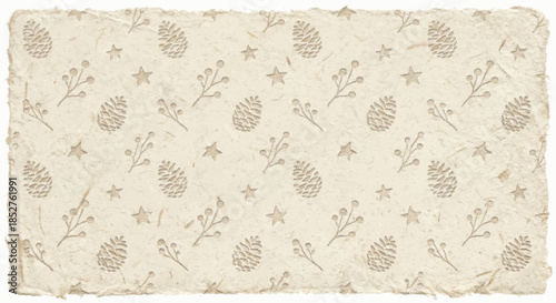 Vintage paper texture with embossed pinecone and star pattern