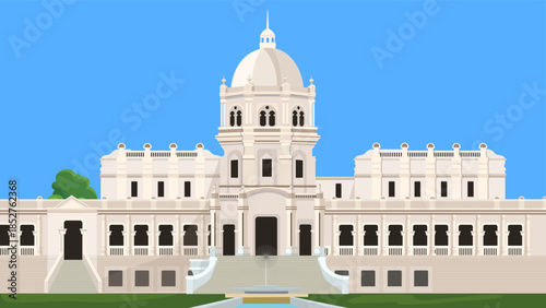 Vector illustration of the Ujjayanta Palace in Agartala, Tripura, India