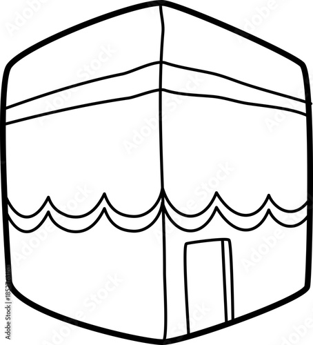 handrawn illustration of Kabah outline style and recolorable