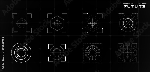 HUD target or aim pointers white . Vector illustration