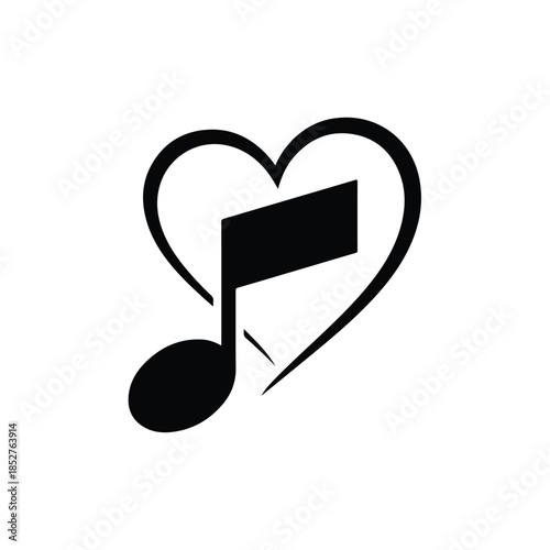 Heart symbol with musical note icon representing love for music