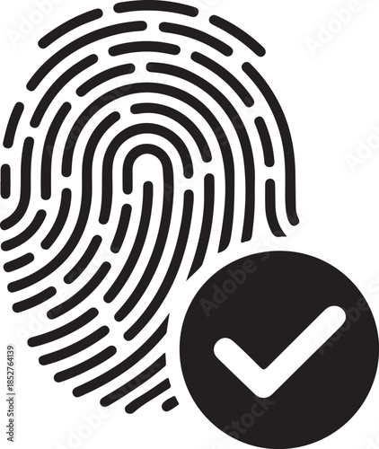 Fingerprint Authentication Icons in Black and White, Security Verification and Identification, Biometric Access Granted.Biometric security icon or Logo. Flat Style vector .