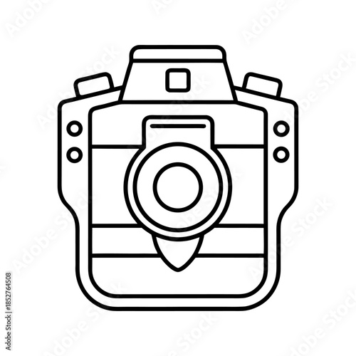 Police Body Camera Outline Design Minimal And Simple White Background Only