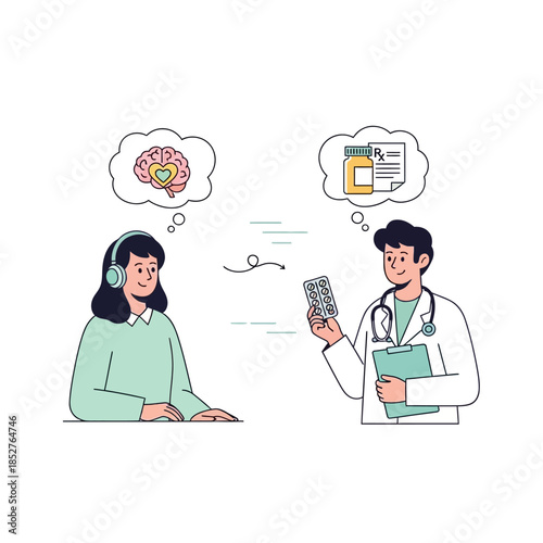 Medical Consultation with a Patient Thinking About Health Conditions and Prescriptions in a Modern