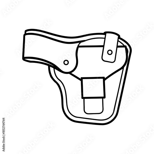Police Holster Outline With Belt Strap Minimal And Simple White Background Only