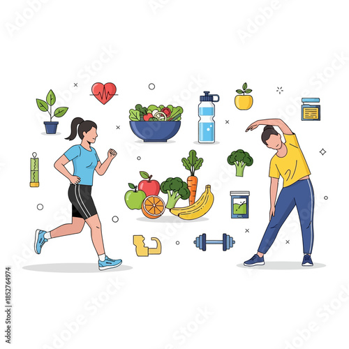 Healthy Lifestyle and Fitness Through Nutrition and Exercise Visualization