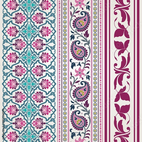 wedding card design, traditional paisley floral pattern , royal India	