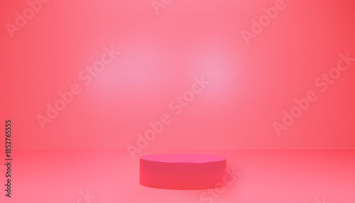 
Modern monochrome 3D podium in pink shades on matching pink background. Clean vector mockup for feminine brand, beauty product or fashion presentation.