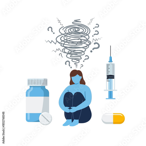 Child experiencing confusion and anxiety about medication effects and health treatments in a