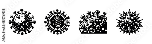 Virus cell designs, vector illustration of bacteria and microbes, flat vector style