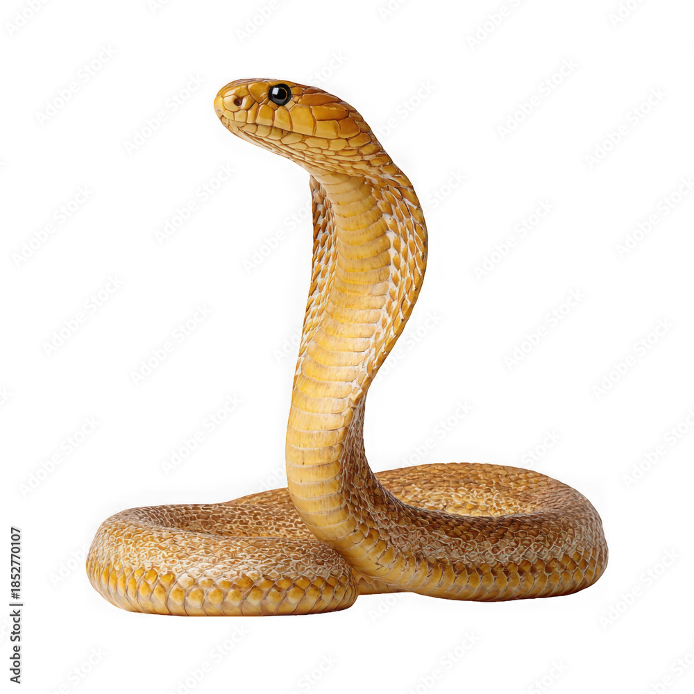 Fototapeta premium Majestic cobra snake poised and alert isolated on a transparent background