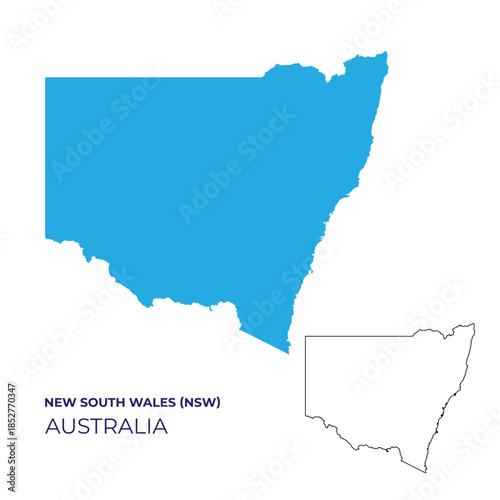 Flat vector map illustration of New South Wales (NSW), Australia