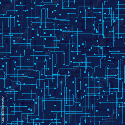 Blue Circuit Board Network Seamless Pattern Background