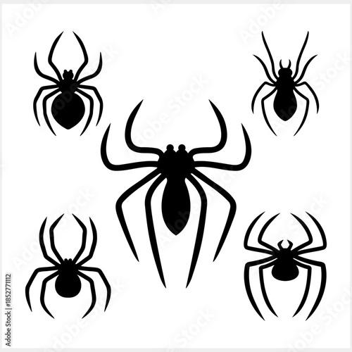 Silhouette of a spider. Stencil animal. Halloween symbol. Tattoo design