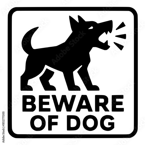 Beware of Dog Warning Sign Vector Illustration