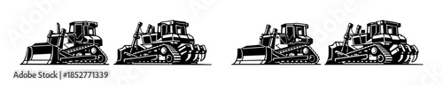 Bulldozer vector illustration, construction vehicles, heavy machinery, flat vector style