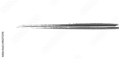 Tire track. Car, bike, motorcycle tyre mark with grunge effect isolated on white background. Wheel footprint on the road. Top view of rubber protector mark