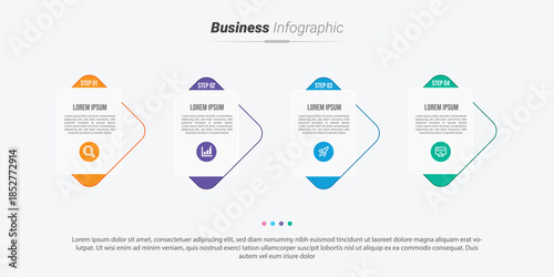 Stylish 4 steps business infographics template, Infographic 4 steps flowchart design, template, info graph template, Professional infographic template business, Infographic with innovative ideas.