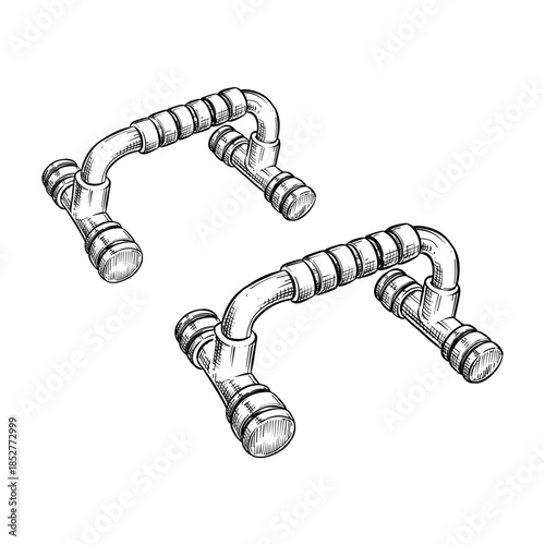 push up bars vector line art hand drawn illustration