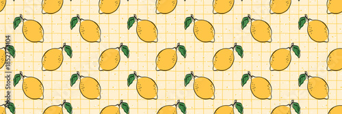Mediterranean lemon seamless pattern. Ideal for kitchen graphics, Italian-themed prints, and summer branding