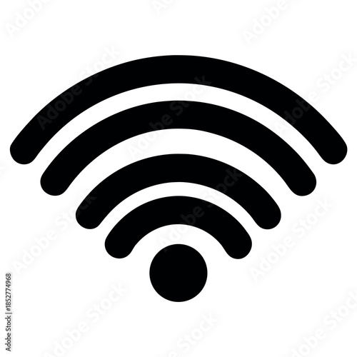 Simple black wi-fi signal strength icon isolated on white background