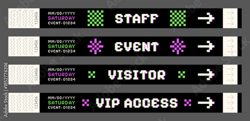 Access control wristbands. Vector template for events and parties